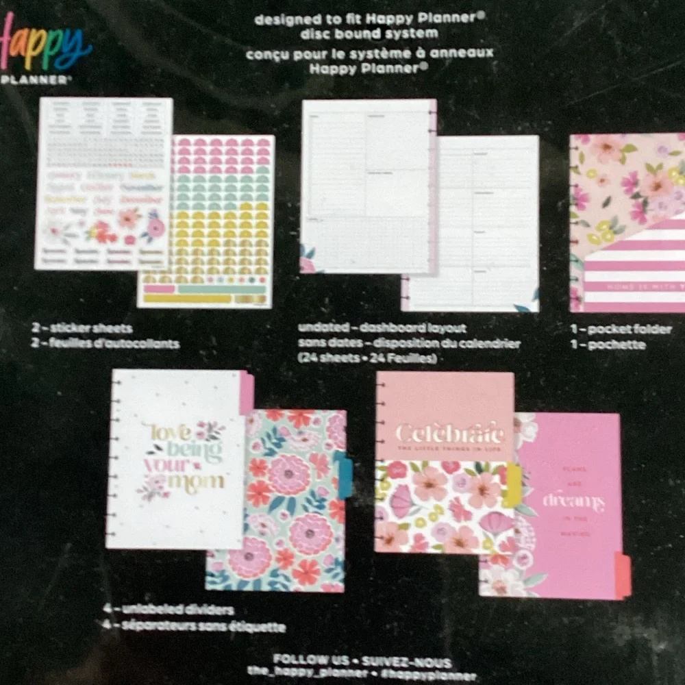 Happy Planner White Pink Mint Gold Floral Undated Classic Planner